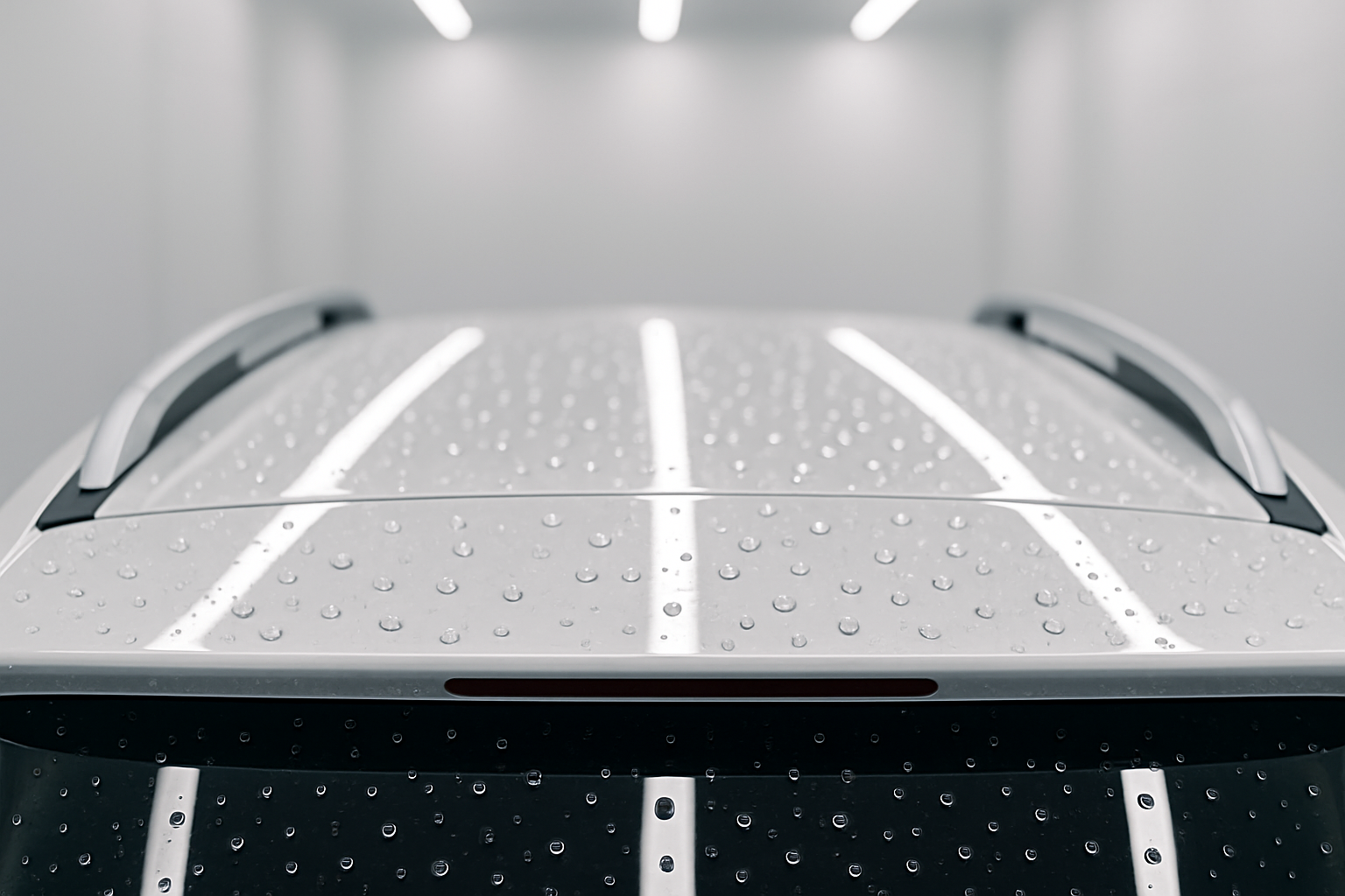 After: The same white SUV roof from the identical angle after Ceramic Coating